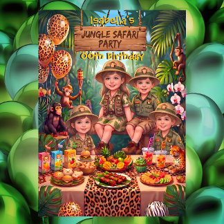 Convites Girl Boy Fun Jungle Safari Birthday Party Monkeys