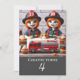 CONVITES GIRL FIREFIGHTER THEMED BIRTHDAY CAKE PARTITY