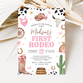 Convites Girl First Rodeo Birthday Invitation