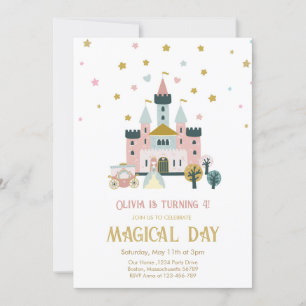 Convites Girl Magical Day Princess Castle Birthday