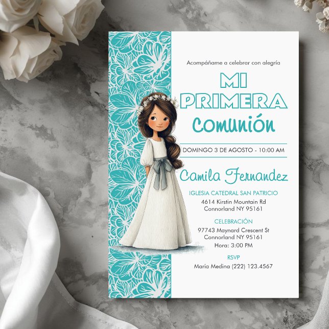 Convites Girl’s First Communion Cute Catholic Religious (Criador carregado)