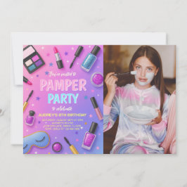 Convites Girl Spa Pamper Party Birthday Photo Invitation