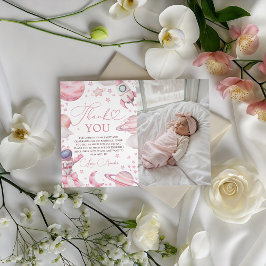 Convites Girl Space Photo Thank You Card