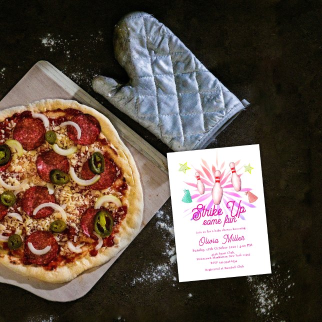 Convites Girl Strike Up Some Fun Bowling Sport Baby Shower (Girl Strike Up Some Fun Bowling Sport Baby Shower Invitation)