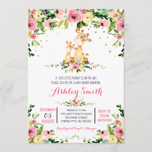 Convites Girls Baby Giraffe Baby Shower