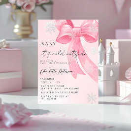 Convites Girl's Baby Shower pine trees Winter Bow coquette