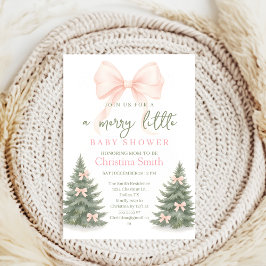 Convites Girl's Baby Shower pine trees Winter Bow coquette