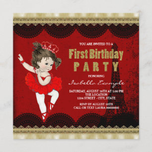 Convites Girls Ballerina Vintage Paris Primeira Festa de an