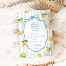 Girls Blue Lemon Amalfi Watercolor primeiro aniver