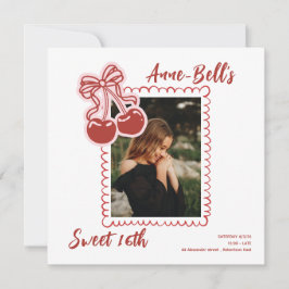 Convites Girls Cherry Sweet 16th Birthday Invitation