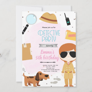 Convites Girls Detective Party Invitation