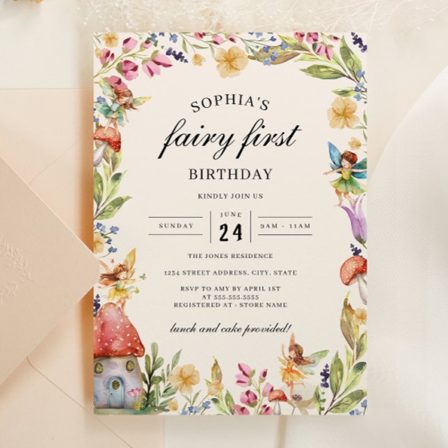 Convites Girls Fairy First Birday primeiro aniversario (Criador carregado)