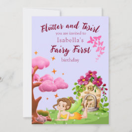 Convites Girls Fairy First Fairytale Mushroom Butterfly