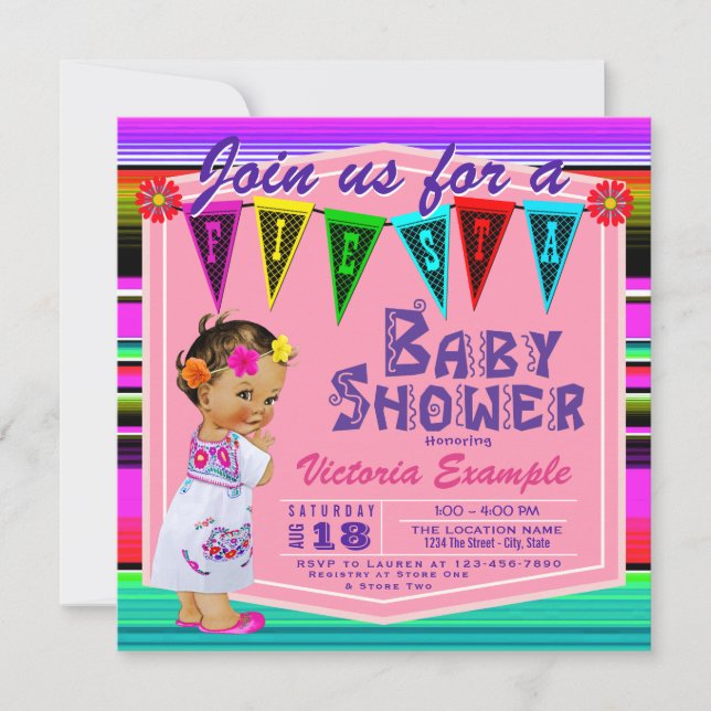 Convites Girls Fiesta Baby Shower Invants (Frente)