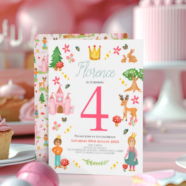 Convites Girls Girly Pink Fairytalle Princess Aniversário d (Criador carregado)