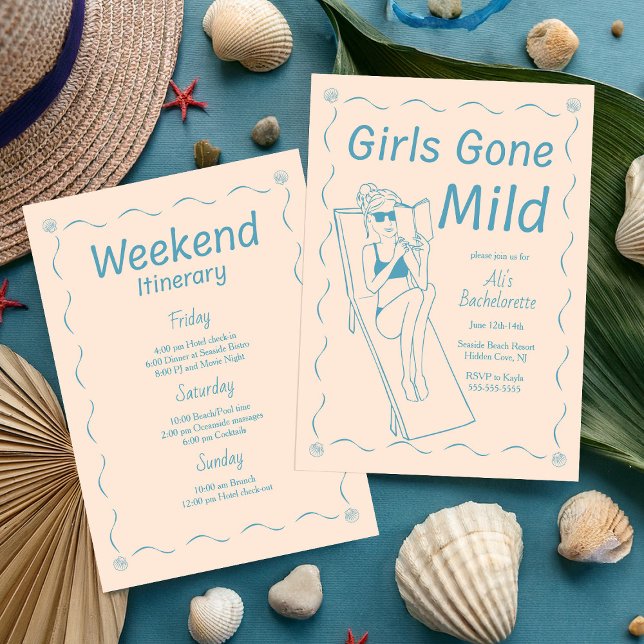 Convites Girls Gone Mild Beach Bachelorette (Criador carregado)