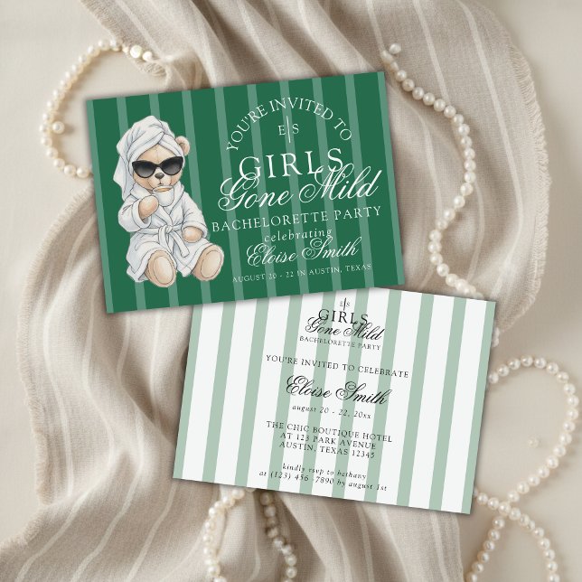 Convites Girls Gone Mild Spa Bear Bachelorette (Not every bachelorette party needs to be wild—and that’s exactly the vibe of Girls Gone Mild!)