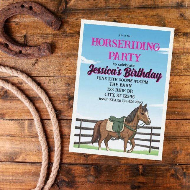 Convites Girl's Horse Riding Birthday Party (Criador carregado)