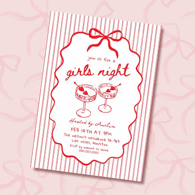 Convites Girls Night hand drawn (Criador carregado)