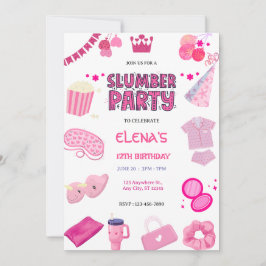 Convites Girls Night In Slumber Pajama Party Pink Birthday