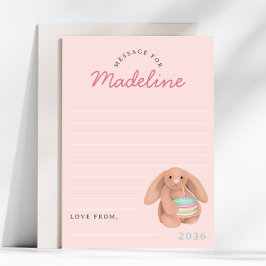 Convites Girls Pink Bunny First Birthday Time Capsule Cards