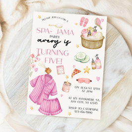 Convites Girls Pink Spa-Jama Sleepover Birthday Invitation