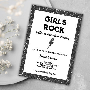 Convites Girls Rock Black Rock And Roll Girl Chá de fraldas