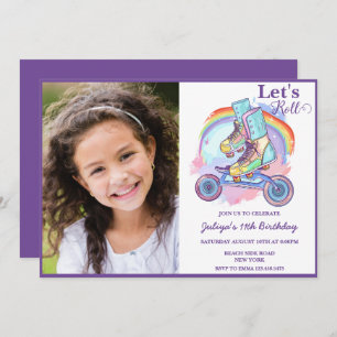 Convites Girls Roller Skating Photo Birthday