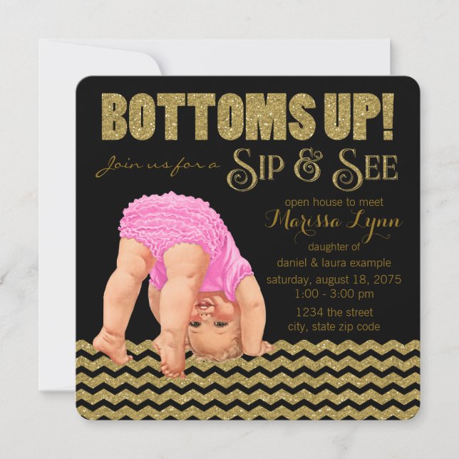 Convites Girls Sip and See (Frente)