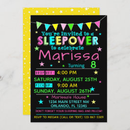 Convites Girls Sleepover Birthday Invitation SlumbParty