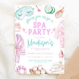 Convites Girls Spa Birthday, Spa Party Birthday Invitation,