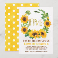 Girls Sunflower Wreath 5 Aniversário
