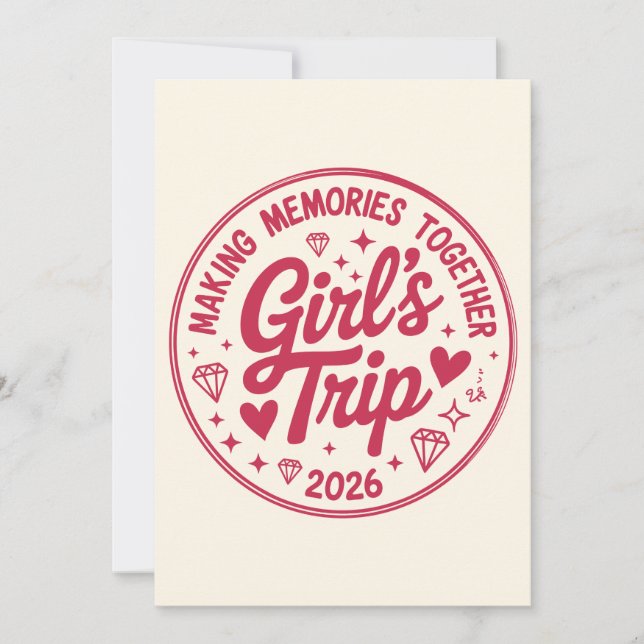 Convites Girls Trip 2026 Making Memories Together Girly (Frente)