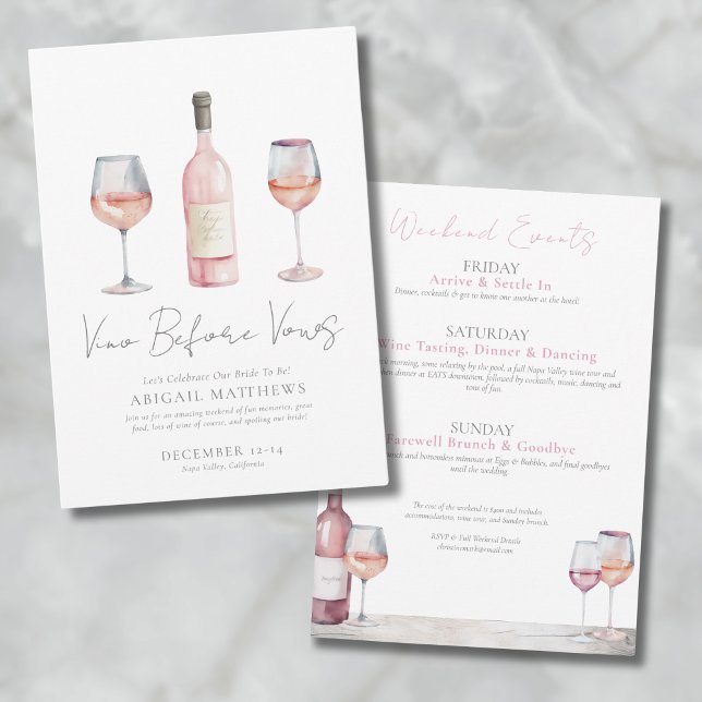 Convites Girls Vino Antes Da Festa de solteira De Vinhos (Girls Vino Before Vows Wine Bachelorette Party Invitation)