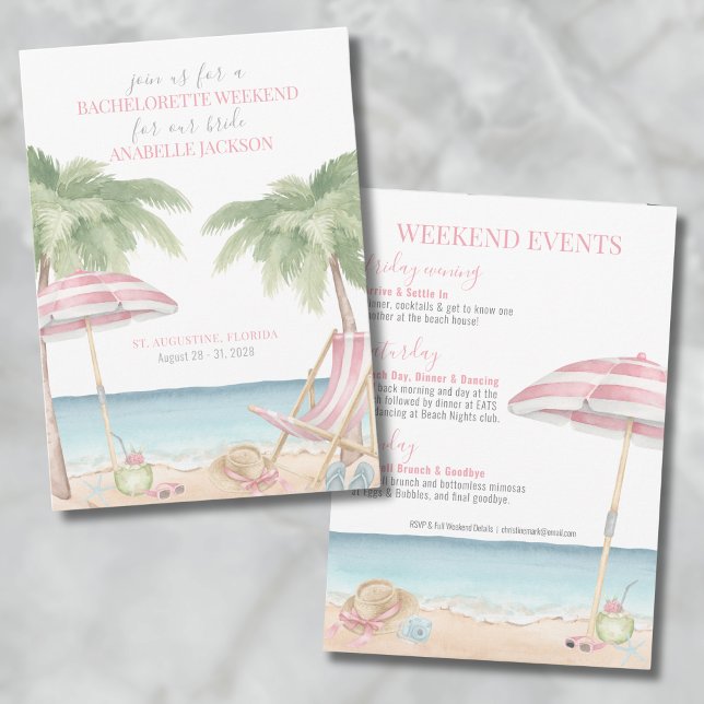Convites Girls Weekend Beach Bachelorette (Girls Weekend Beach Bachelorette Invitation)