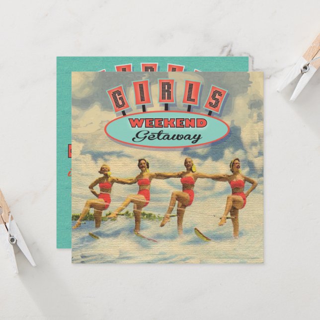 Convites Girls Weekend Getaway Bachelorette (Frente/Verso In Situ)