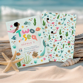 Convites Girls Whimsical Mermaid Two The Sea 2nd Birthday