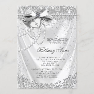 Convites Girls White Satin Primeira Comunhão