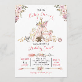 Convites Girls Woodland Baby Shower Invants