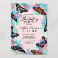Girly Butterfly Flowers Deixa Aquarela Aniversário
