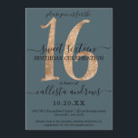 Convites Girly Chic Faux Dourado Glitter Dusty Blue Sweet 1<br><div class="desc">Este convite de aniversário elegante, simples, minimalista e chic Sweet XVI é perfeito para a sua jovem adolescente. Ele apresenta um falso glamouroso impresso lavish e um luxo dourado brilhante número de sequência, "16" sobre um fundo azul esfervente e giro, com fontes rotineiras e serif preto complementares. É uma forma...</div>