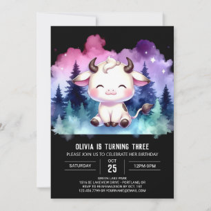 Convites Girly Custom Cow Birthday