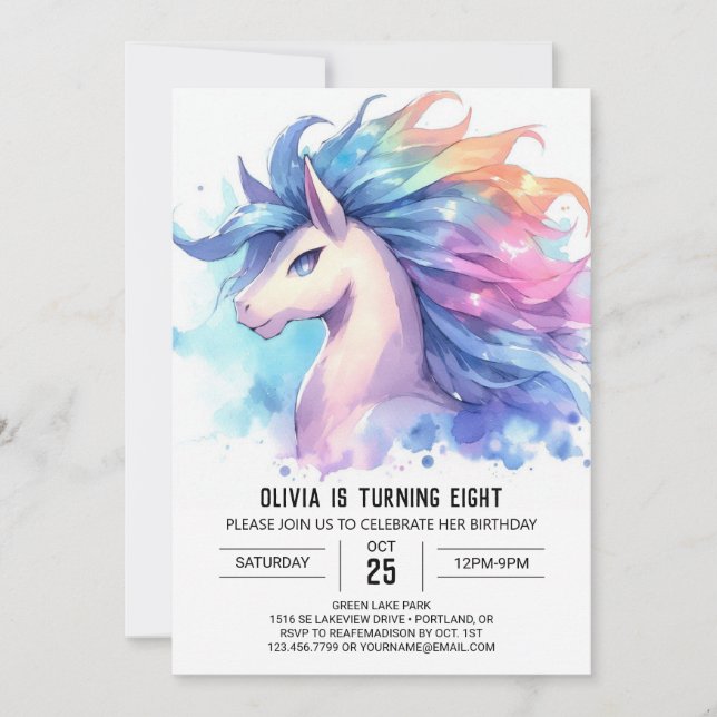 Convites Girly Custom Horse Birthday (Frente)