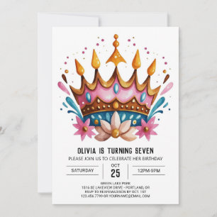 Convites Girly Custom Princess Crown Birthday
