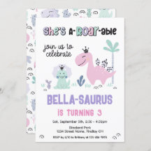 Girly Dinosaur A-Roar Festa de aniversário Qualque