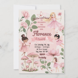 Convites Girly fairy birthday party invitation