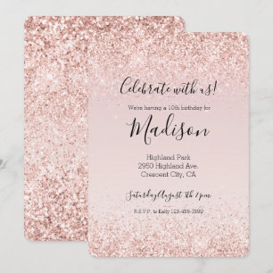 Convites Girly Glam Blush Rosa Brilhante