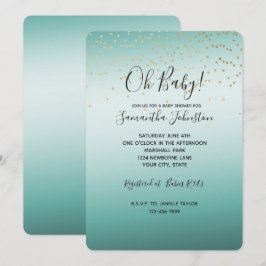 Convites Girly Glam Dourada Mini Confetti Mint Ombre