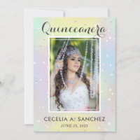 Girly Glam Iridescente Foto Rosa Quinceanera