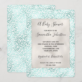 Convites Girly Glam Mint Leopard Print